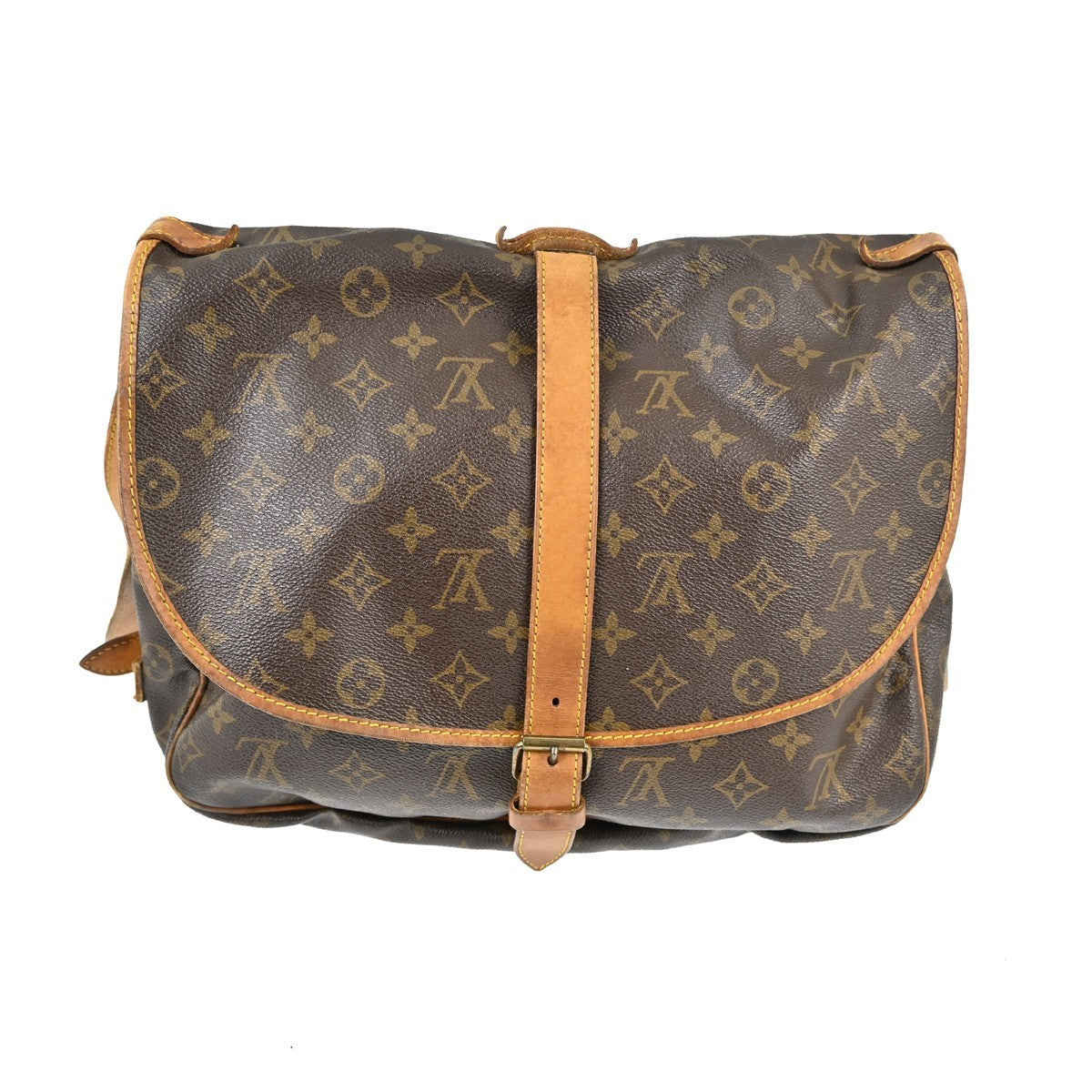 Louis Vuitton Saumur Handbag Monogram Canvas Brown Canvas Shoulder Bag Bag (Pre-Owned)