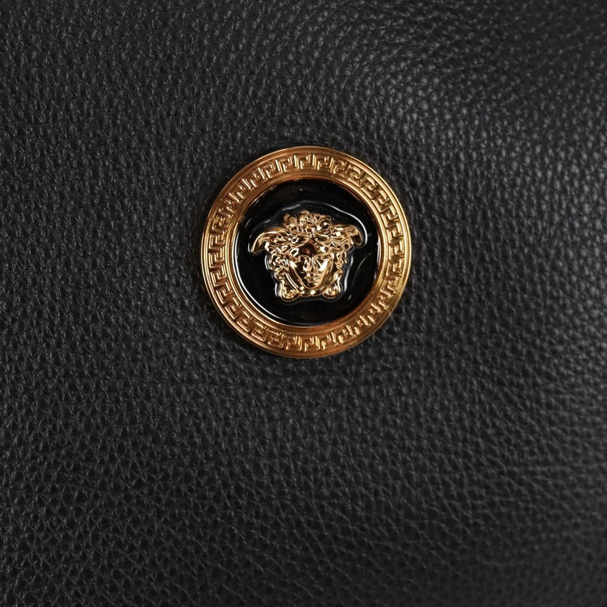 Versace Medusa Tote Leather Black Leather Tote Bag Bag (Pre-Owned)