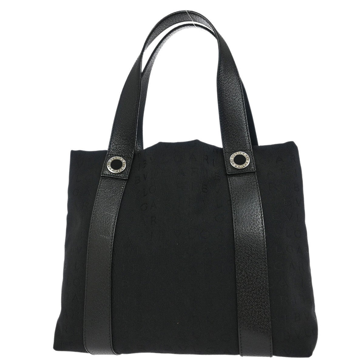 Bvlgari Logomania Tote Bag Canvas Black Canvas Tote Bag Bag (Pre-Owned)