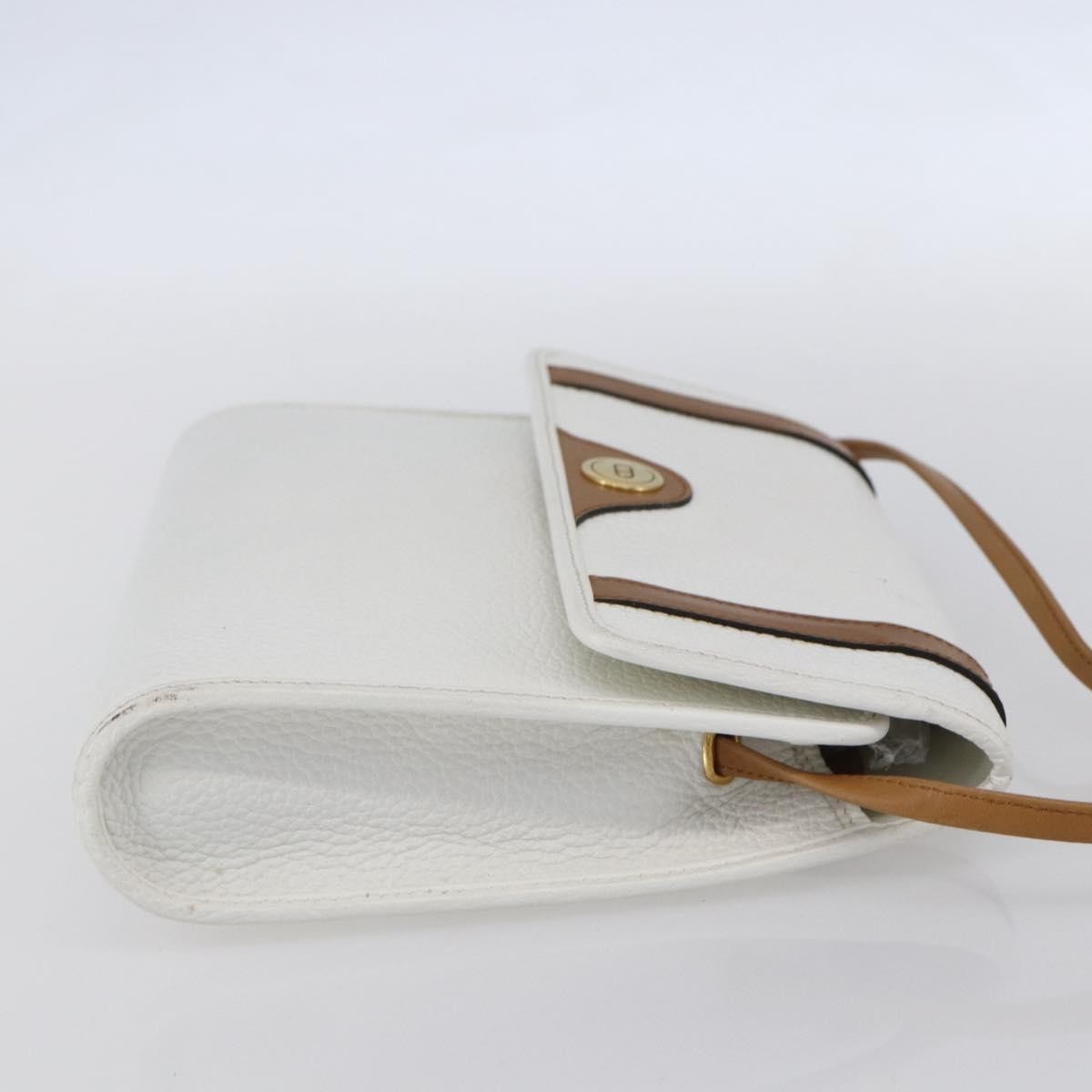 Christian Dior Vintage Cd Logo Shoulder Bag Leather White Leather Shoulder Bag Bag (Pre-Owned)