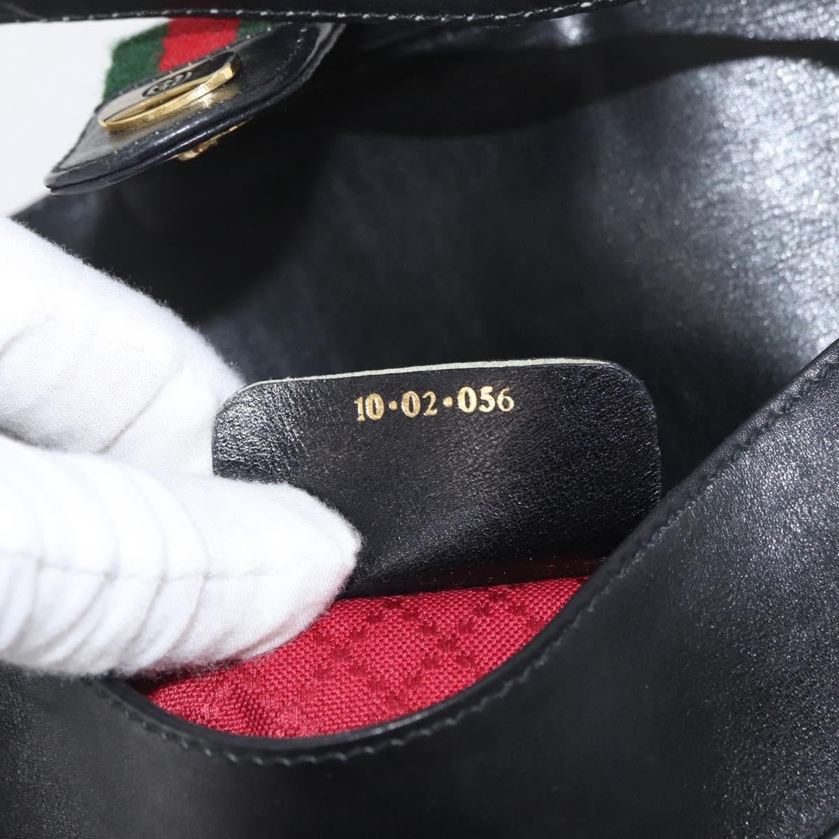 Gucci Sherry Line Shoulder Bag Canvas Black Canvas Shoulder Bag Bag (Pre-Owned)