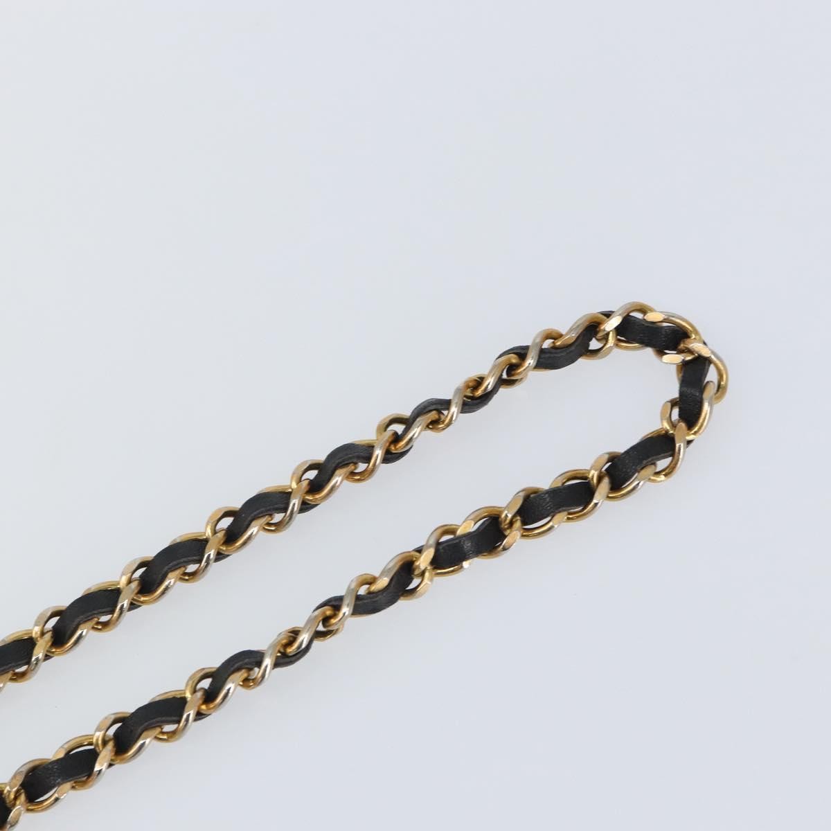 Chanel Vintage Logo Chain Belt Metal And Leather Black Metal Belts Accessory (Pre-Owned)