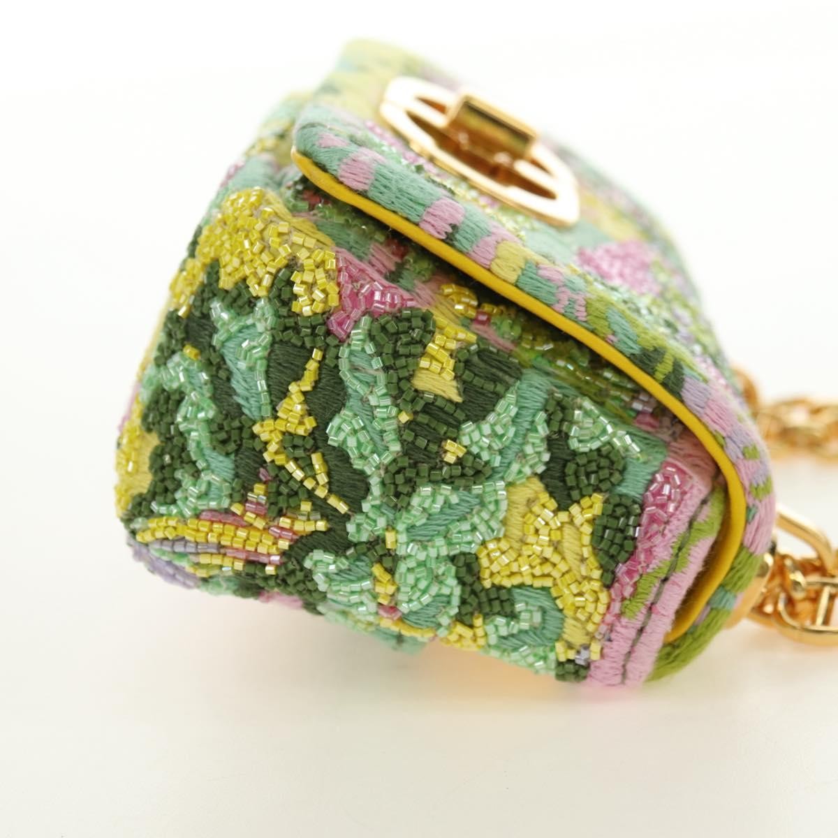 Christian Dior Caro Bag Embroidered Canvas Green Canvas Handbag (Pre-Owned)