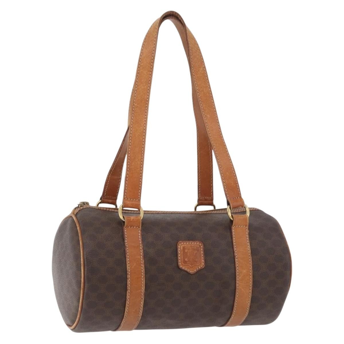 Celine Vintage Macadam Shoulder Bag Canvas And Leather Brown Canvas Shoulder Bag Bag (Pre-Owned)