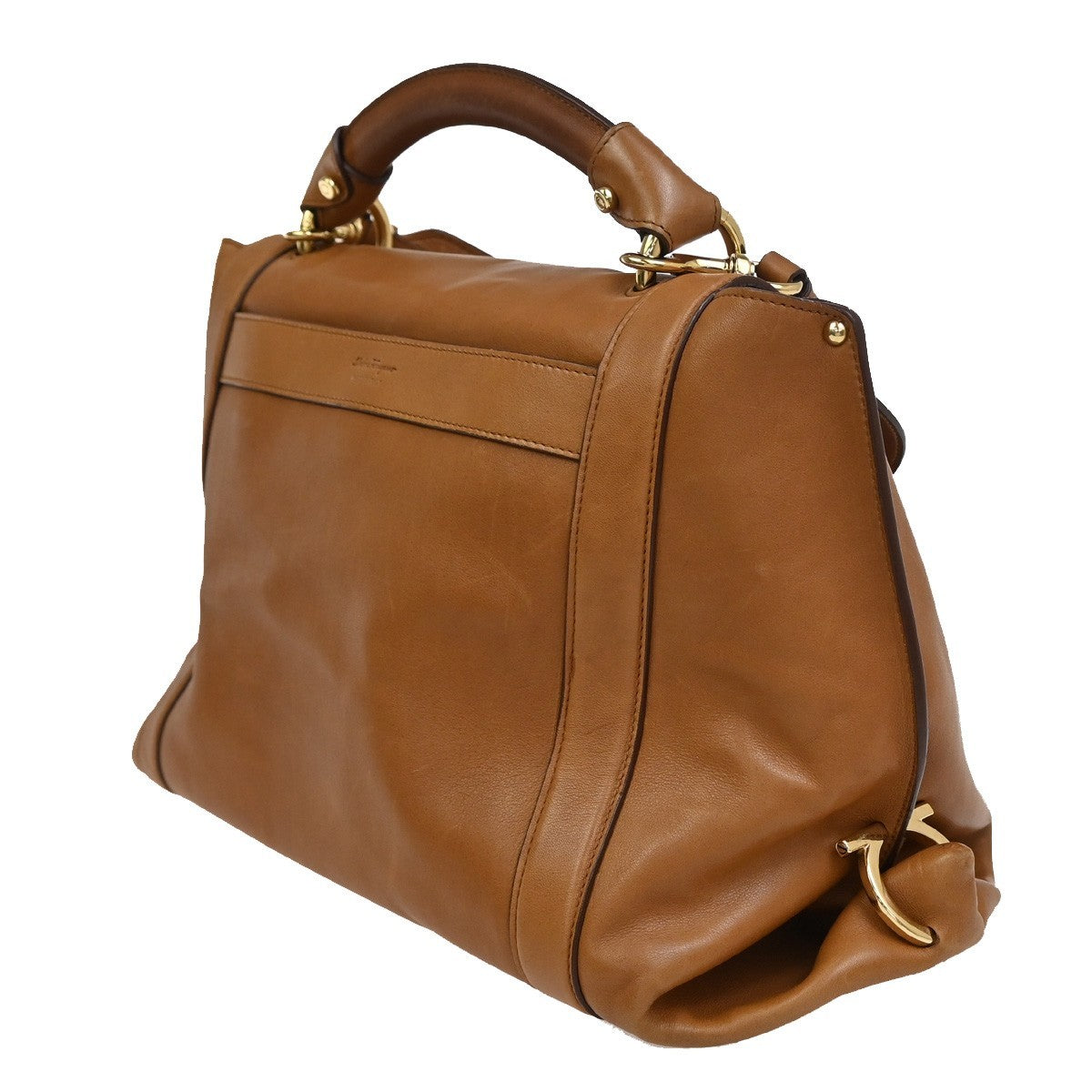 Salvatore Ferragamo Suzanna Satchel Smooth Leather Brown Leather Handbag (Pre-Owned)