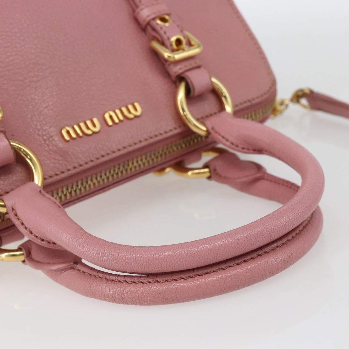 Miu Miu Madras Bowler Bag Leather Pink Leather Handbag (Pre-Owned)