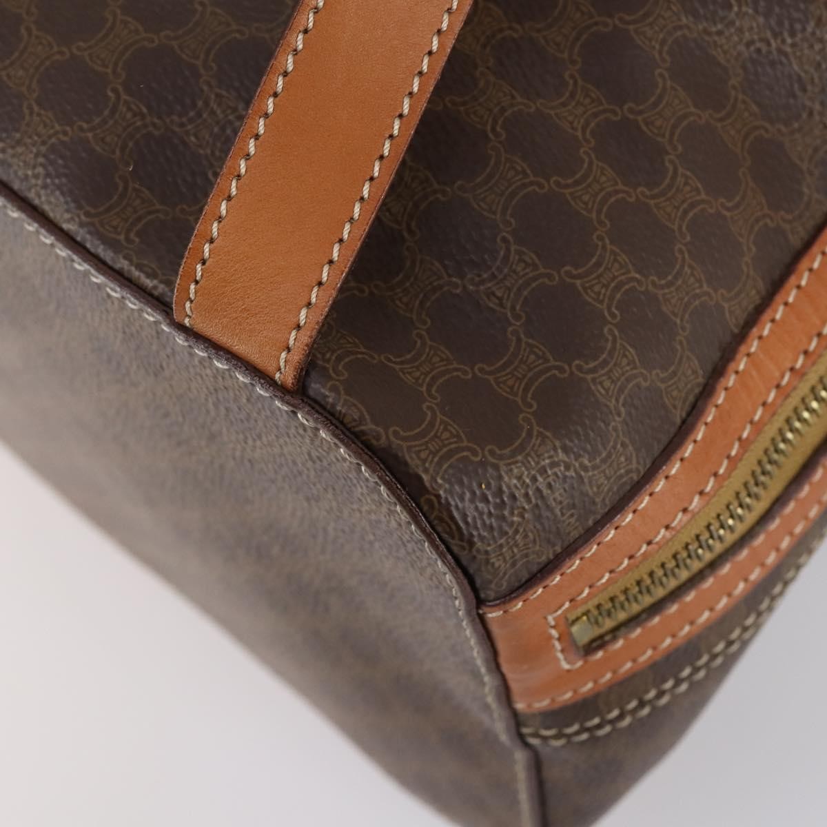 Celine Vintage Macadam Backpack Canvas And Leather Brown Canvas Backpack Bag (Pre-Owned)