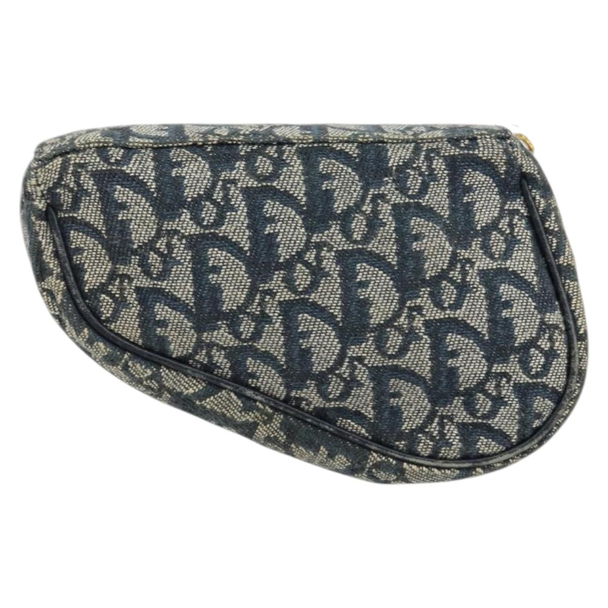 Christian Dior Vintage Saddle Coin Purse Diorissimo Canvas Blue Canvas Clutche & Pouche Bag (Pre-Owned)