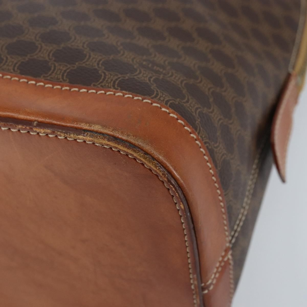 Celine Vintage Macadam Handbag Canvas And Leather Brown Canvas Handbag (Pre-Owned)
