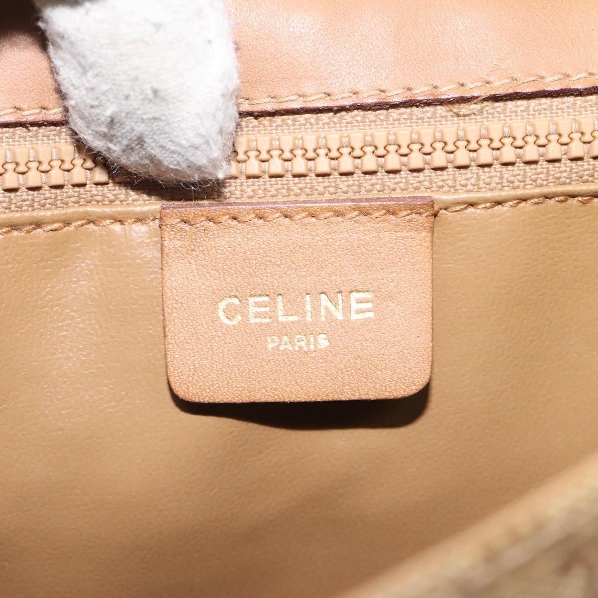 Celine Vintage Macadam Shoulder Bag Canvas And Leather Beige Canvas Shoulder Bag Bag (Pre-Owned)