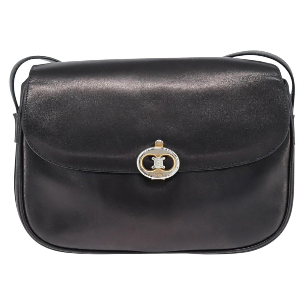 Celine Vintage Triomphe Shoulder Bag Leather Brown Leather Shoulder Bag Bag (Pre-Owned)
