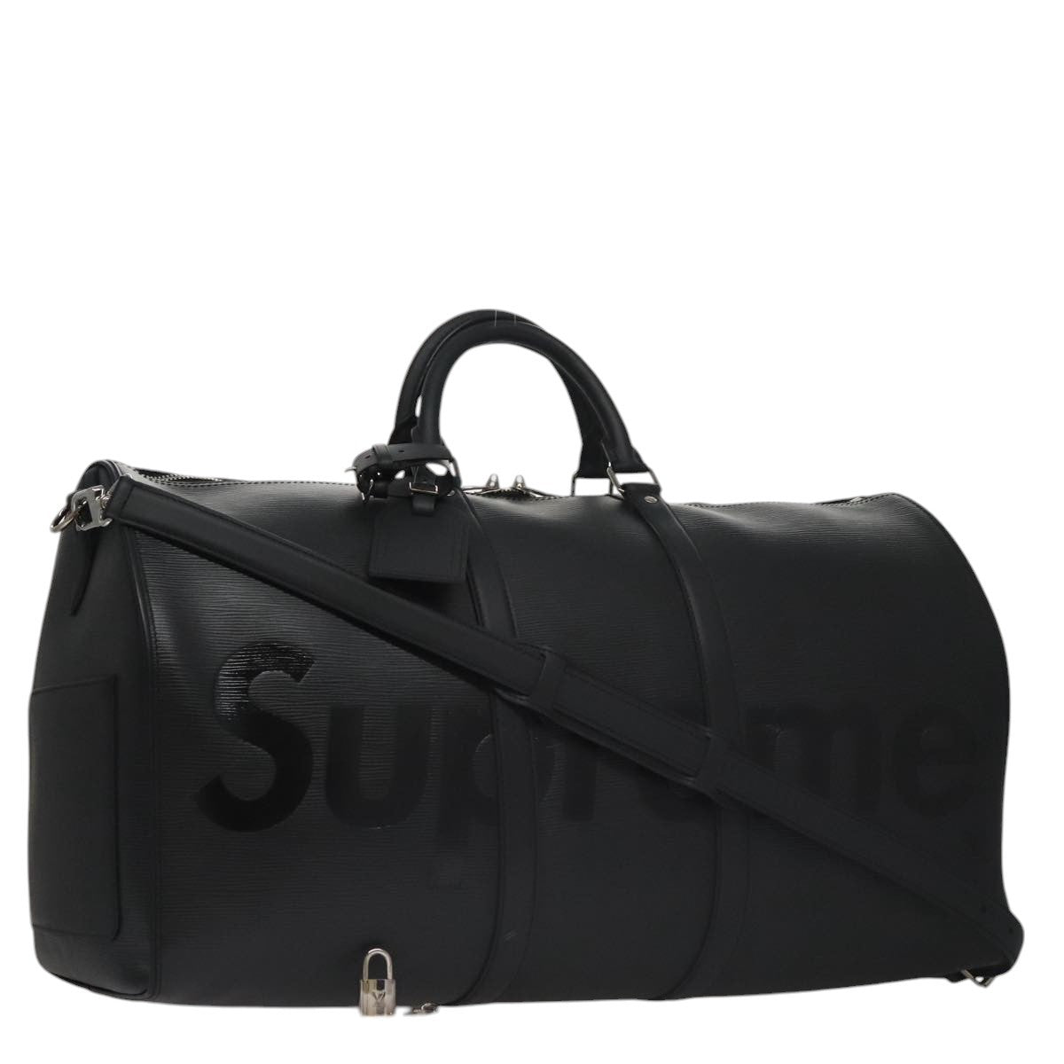 Louis Vuitton Keepall Bandouliere Bag Limited Edition Supreme Epi Leather Black Leather Bag (Pre-Owned)