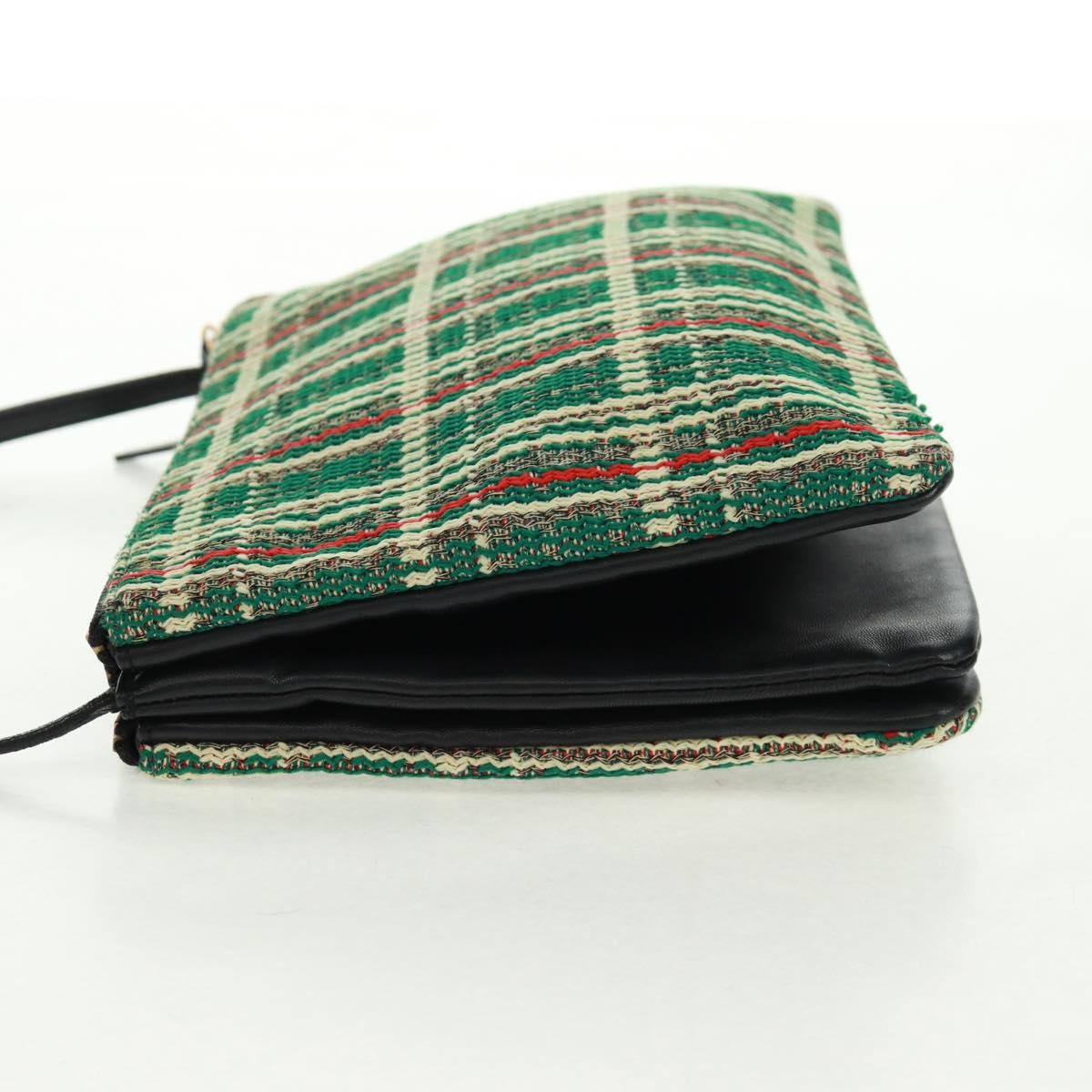 Celine Trio Crossbody Bag Tweed Green Tweed Shoulder Bag Bag (Pre-Owned)