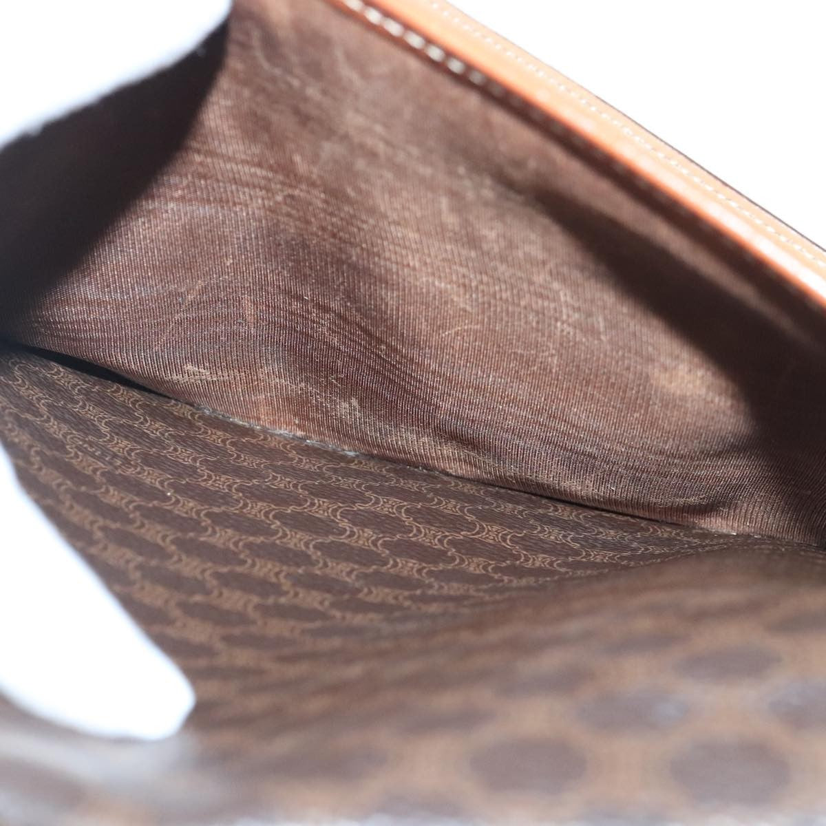 Celine Vintage Macadam Shoulder Bag Canvas And Leather Brown Canvas Shoulder Bag Bag (Pre-Owned)
