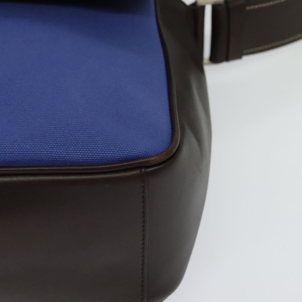 Prada Impunturato Buckle Flap Messenger Bag Canvas Blue Canvas Shoulder Bag Bag (Pre-Owned)