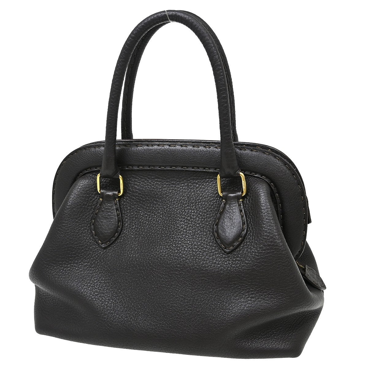 Fendi Selleria Frame Doctor Bag Leather Brown Leather Handbag (Pre-Owned)