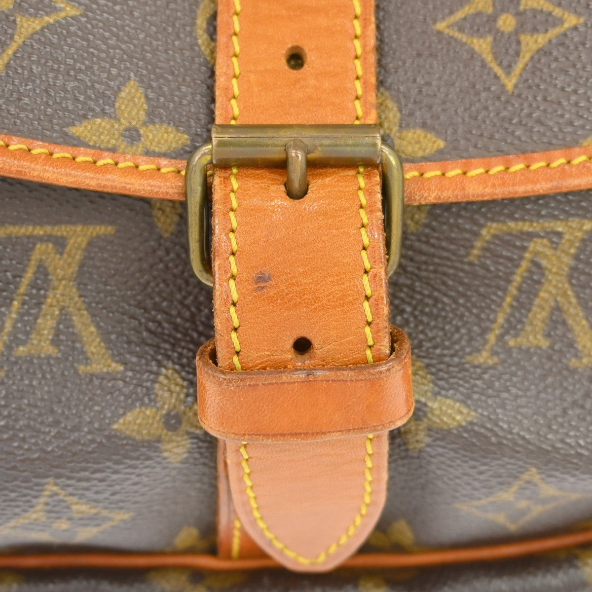 Louis Vuitton Saumur Handbag Monogram Canvas Brown Canvas Travel Bag Bag (Pre-Owned)