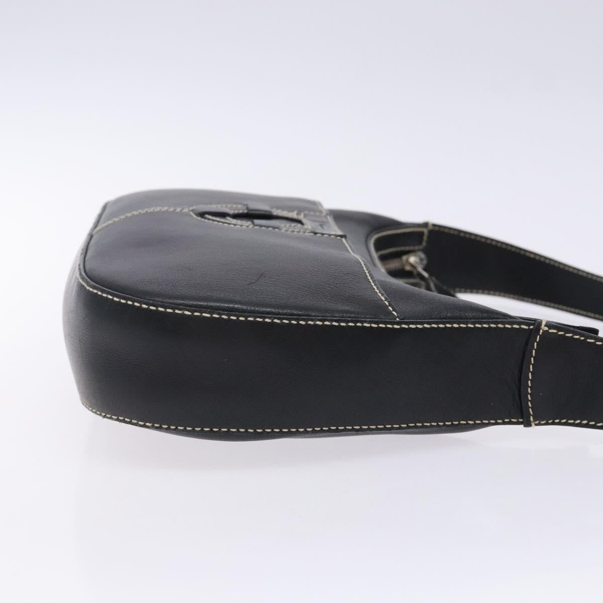 Salvatore Ferragamo Gancini Shoulder Bag Leather Black Leather Shoulder Bag Bag (Pre-Owned)