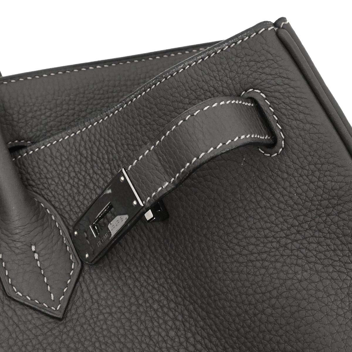 Hermes Birkin Handbag Grey Clemence With Palladium Hardware Gray Leather Handbag (Pre-Owned)