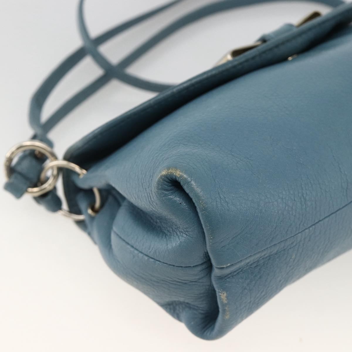 Chloe Lily Handbag Leather Blue Leather Handbag (Pre-Owned)