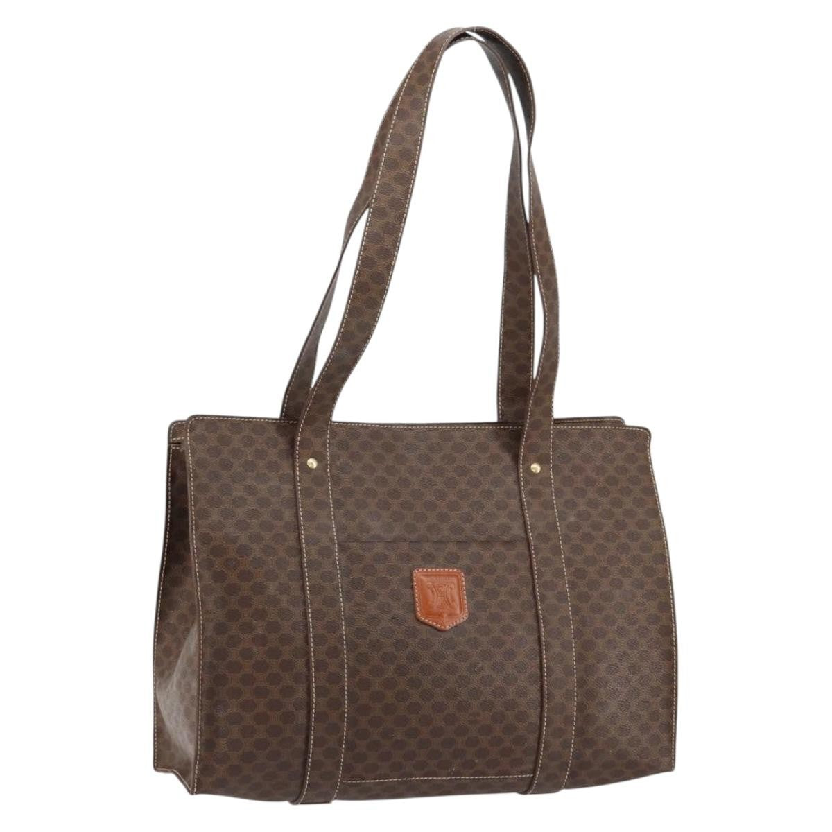 Celine Vintage Macadam Tote Bag Canvas Brown Canvas Tote Bag Bag (Pre-Owned)