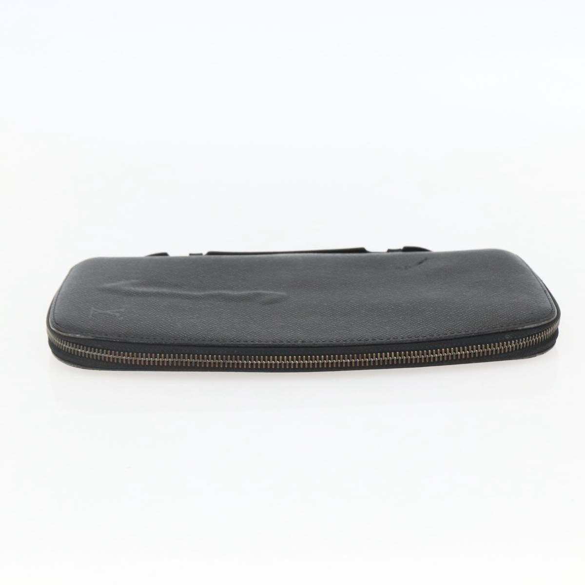 Louis Vuitton Atoll Organizer Wallet Taiga Leather Black Leather Clutche & Pouche Bag (Pre-Owned)