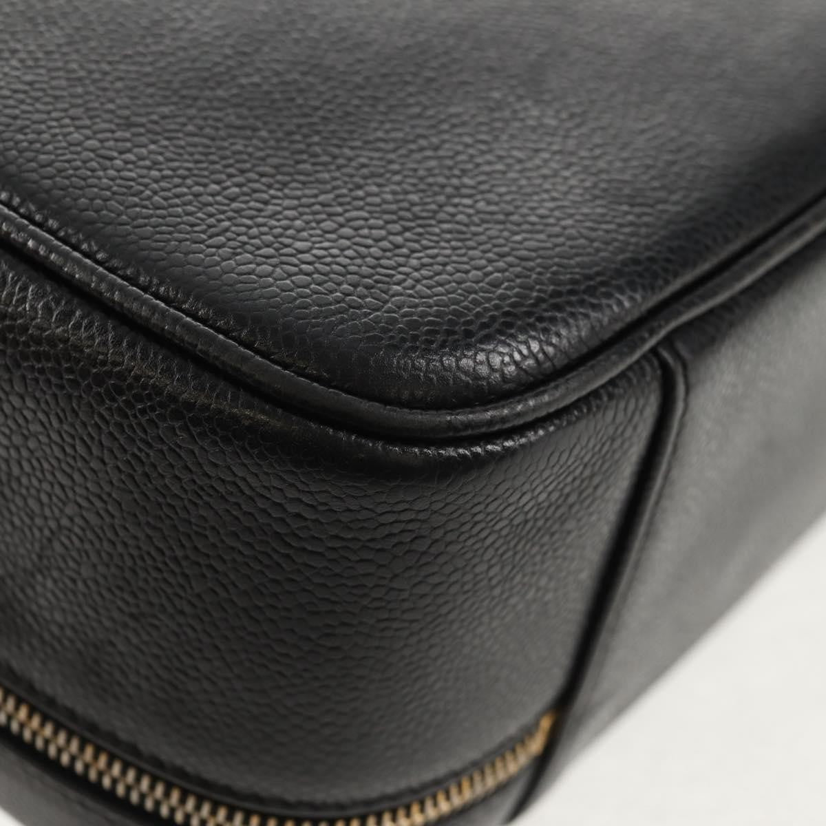Chanel Vintage Timeless Zip Around Vanity Case Caviar Black Leather Clutche & Pouche Bag (Pre-Owned)