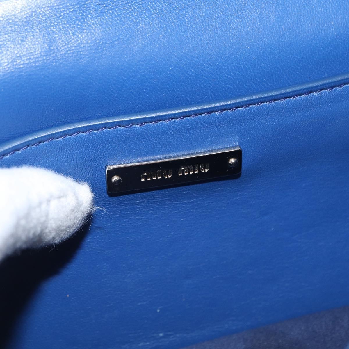 Miu Miu Madras Crystal Buckle Shoulder Bag Leather Blue Leather Shoulder Bag Bag (Pre-Owned)