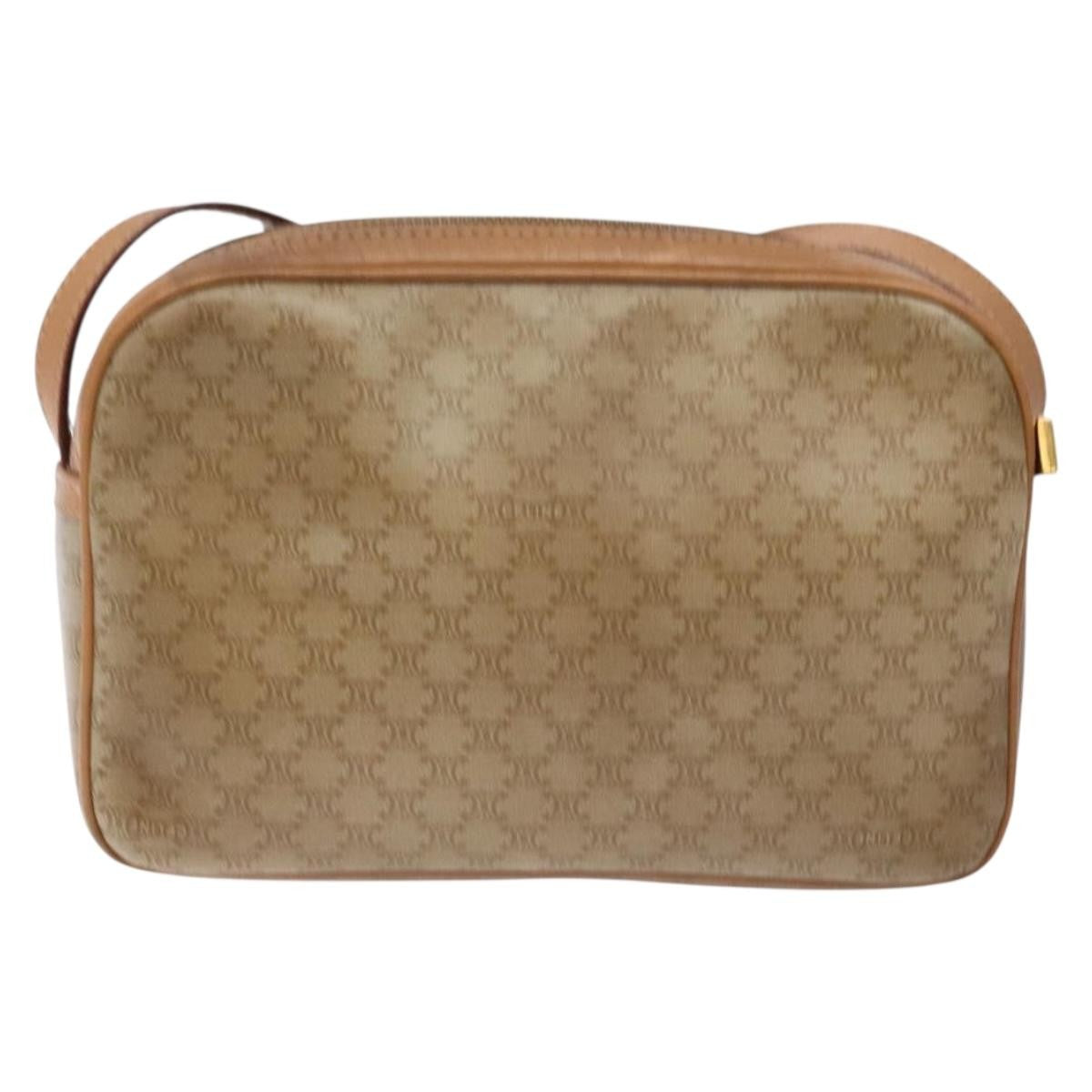 Celine Vintage Macadam Shoulder Bag Canvas And Leather Beige Canvas Bag (Pre-Owned)