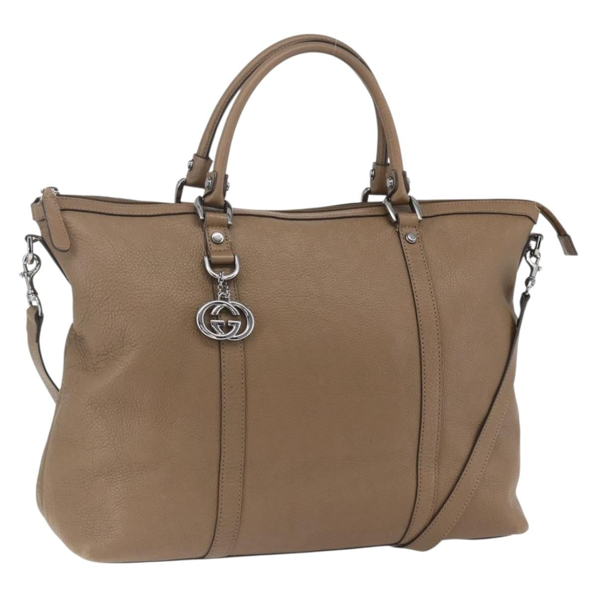 Gucci Vintage Tote Leather Brown Leather Tote Bag Bag (Pre-Owned)