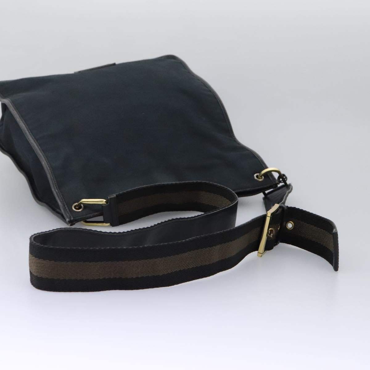 Gucci Sherry Line Shoulder Bag Canvas Black Canvas Shoulder Bag Bag (Pre-Owned)