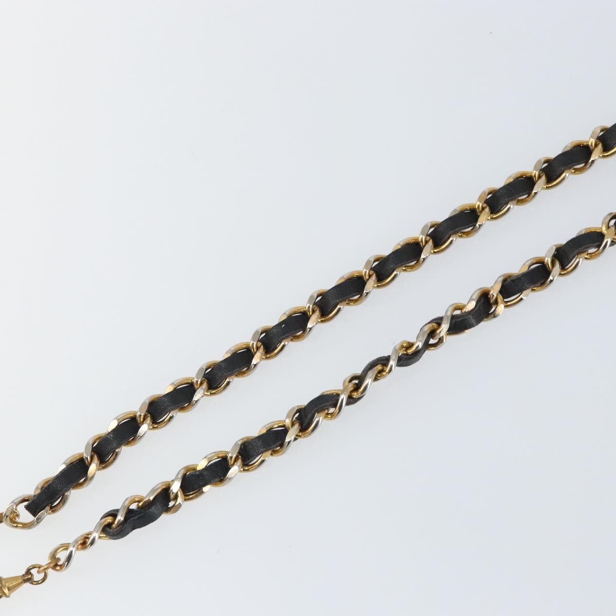 Chanel Vintage Logo Chain Belt Metal And Leather Black Metal Belts Accessory (Pre-Owned)