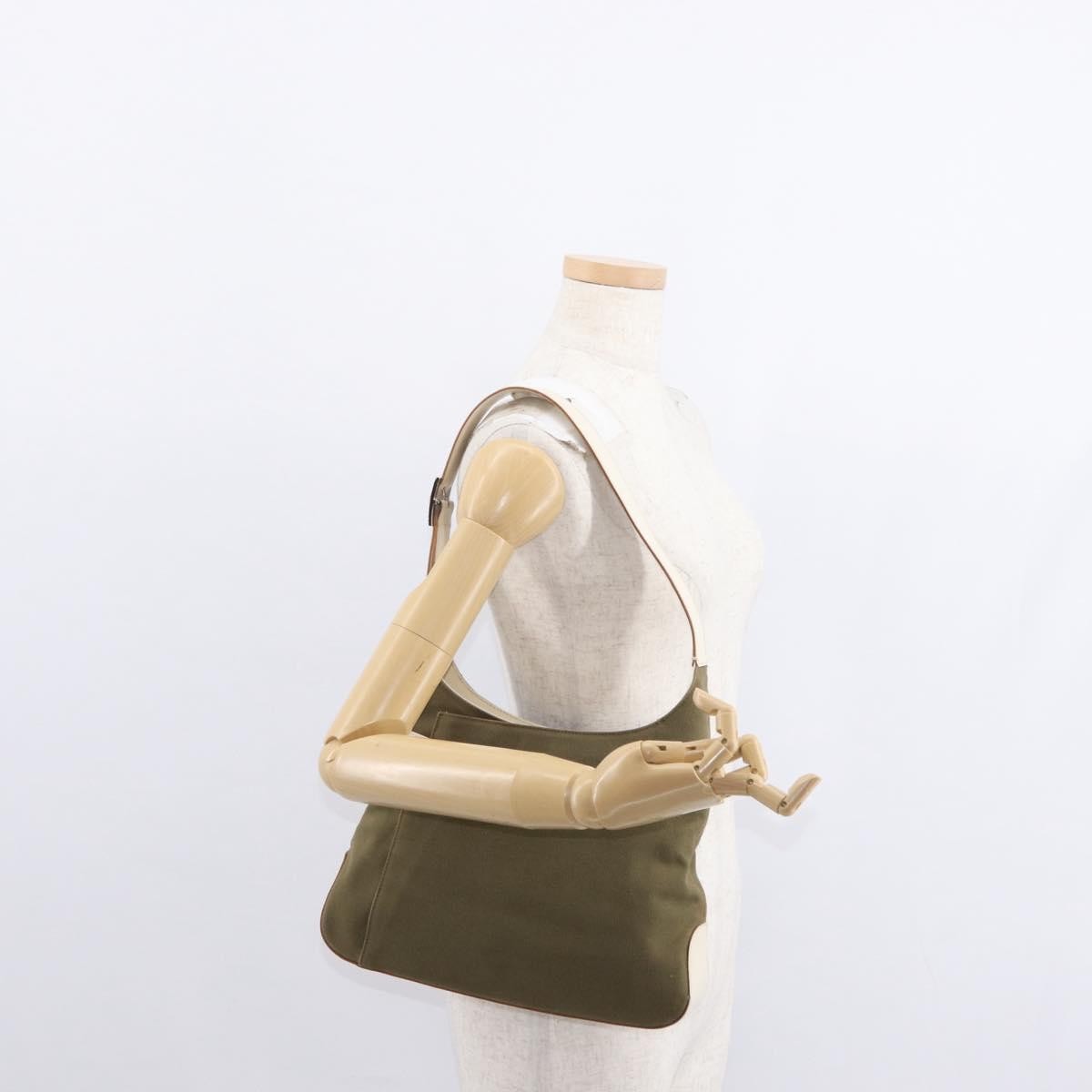 Salvatore Ferragamo Gancini Shoulder Bag Canvas Khaki Canvas Shoulder Bag Bag (Pre-Owned)
