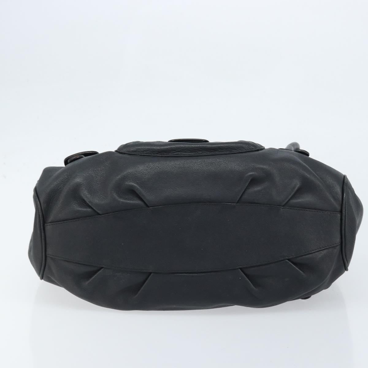 Salvatore Ferragamo Gancini Handbag Leather Black Leather Handbag (Pre-Owned)