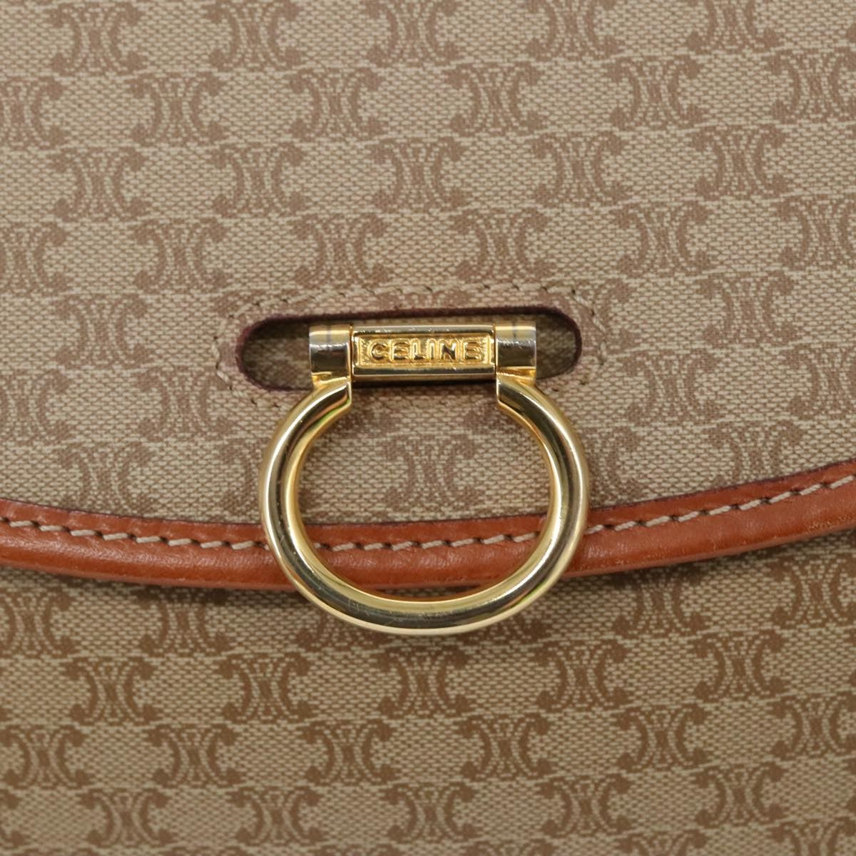 Celine Vintage Macadam Shoulder Bag Canvas And Leather Beige Canvas Shoulder Bag Bag (Pre-Owned)