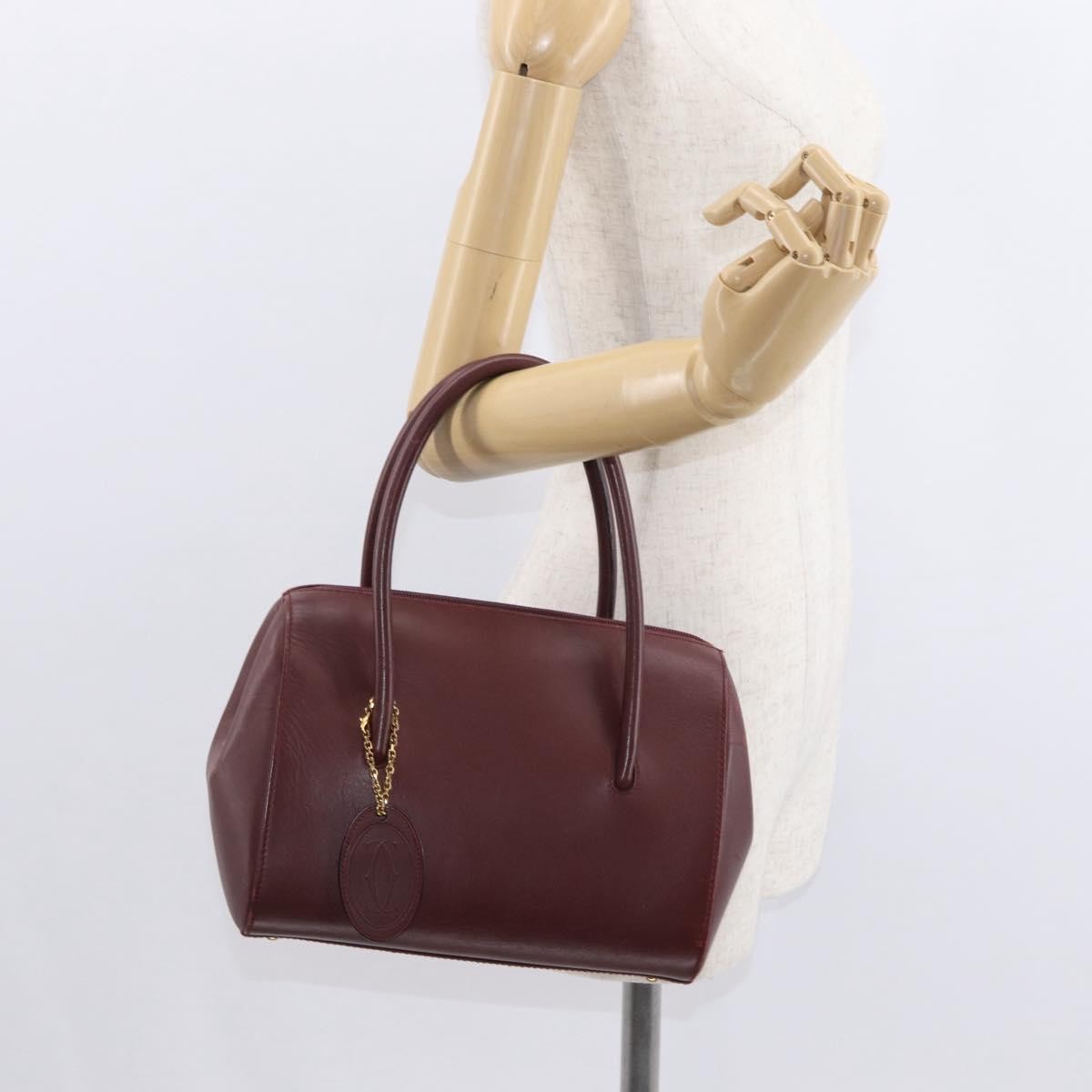 Cartier Must De Cartier Leather Burgundy Leather Handbag (Pre-Owned)