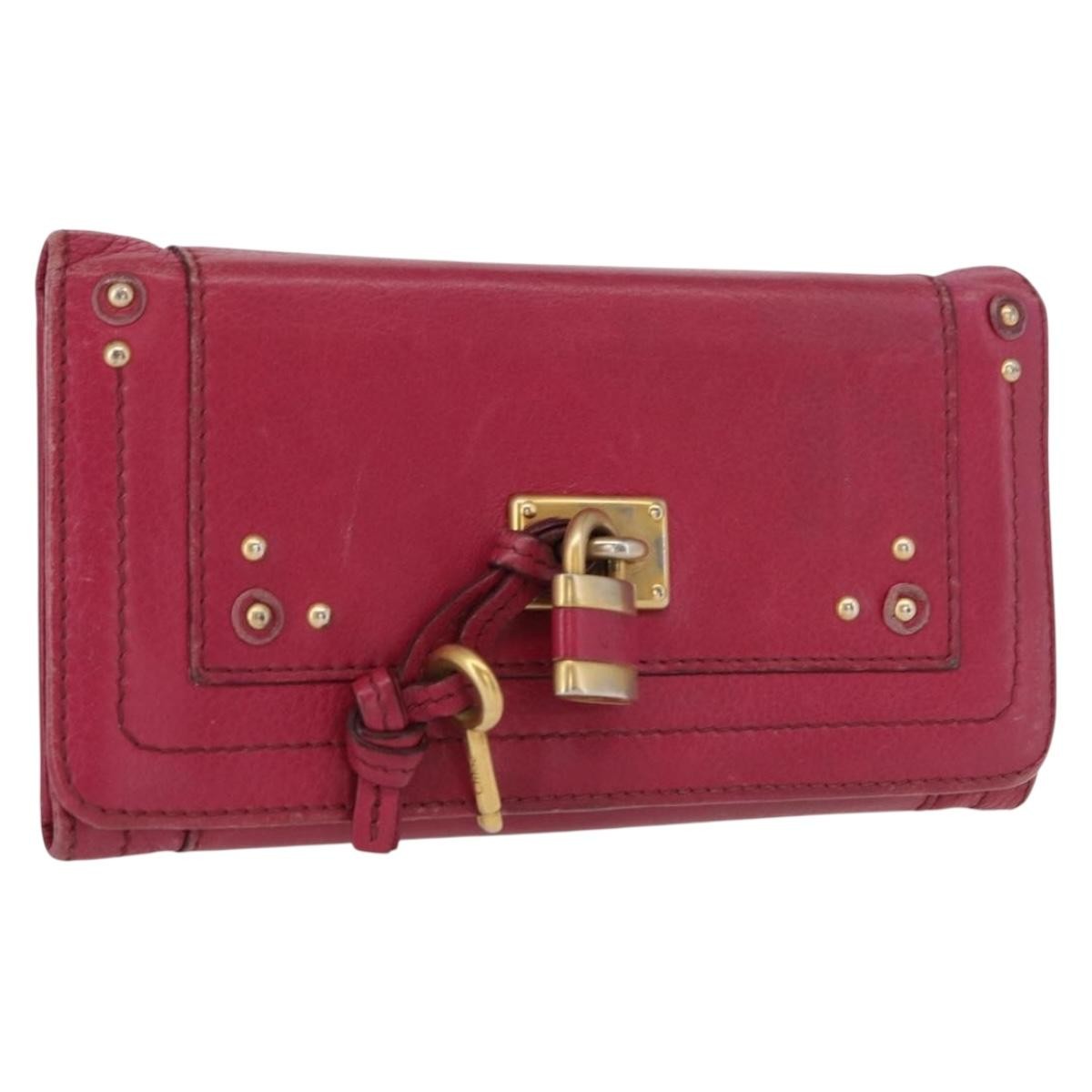 Chloe Paddington Wallet Leather Pink Leather Wallets Accessory (Pre-Owned)