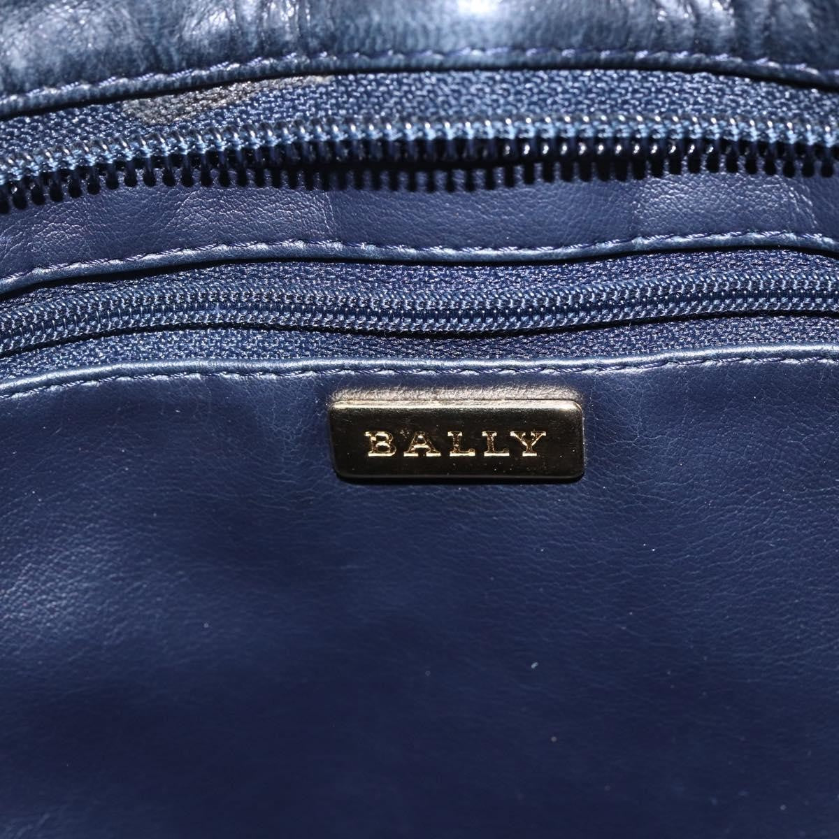Bally Vintage Chain Shoulder Bag Quilted Leather Navy Leather Shoulder Bag Bag (Pre-Owned)