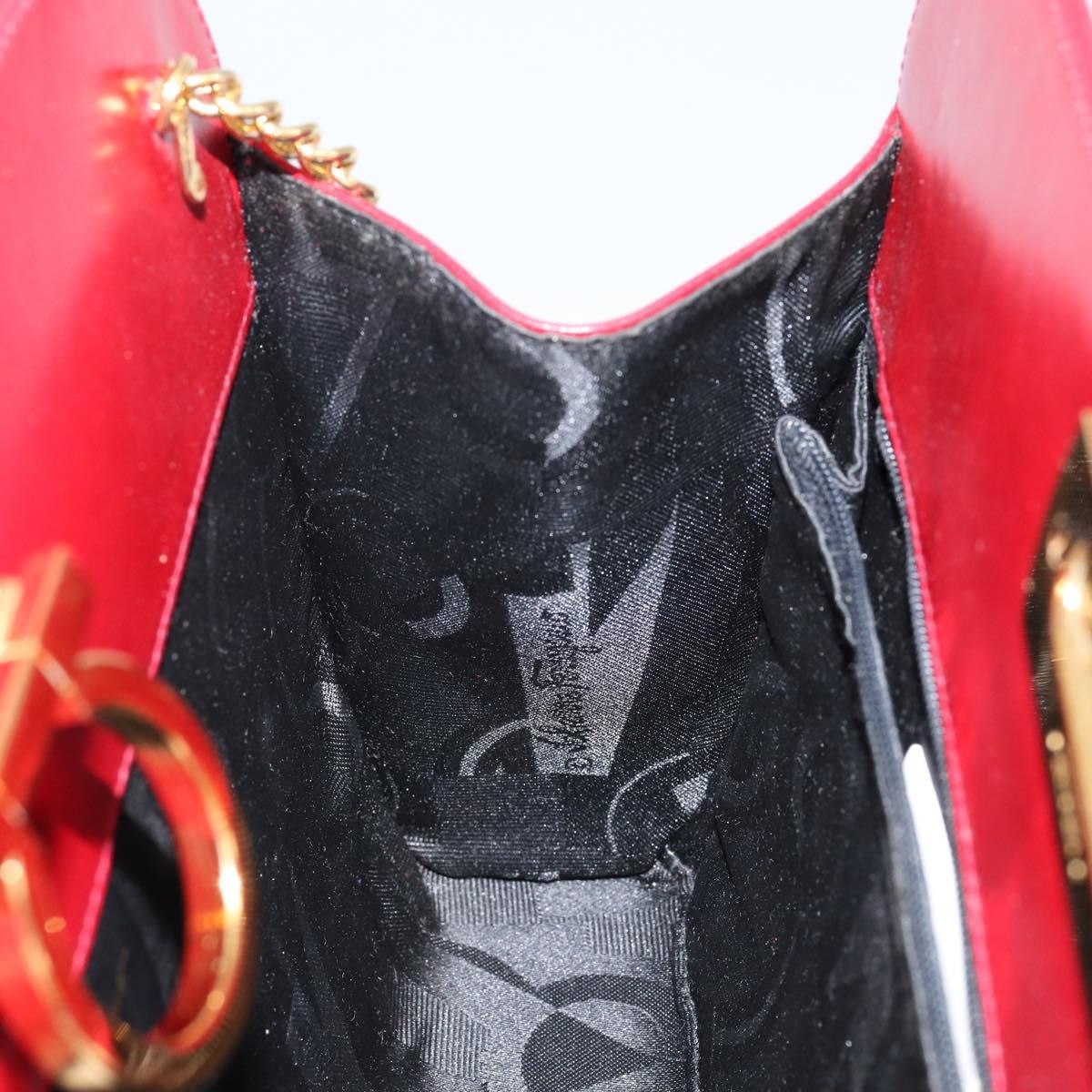 Salvatore Ferragamo Vintage Gancini Chain Shoulder Bag Leather Red Leather Bag (Pre-Owned)