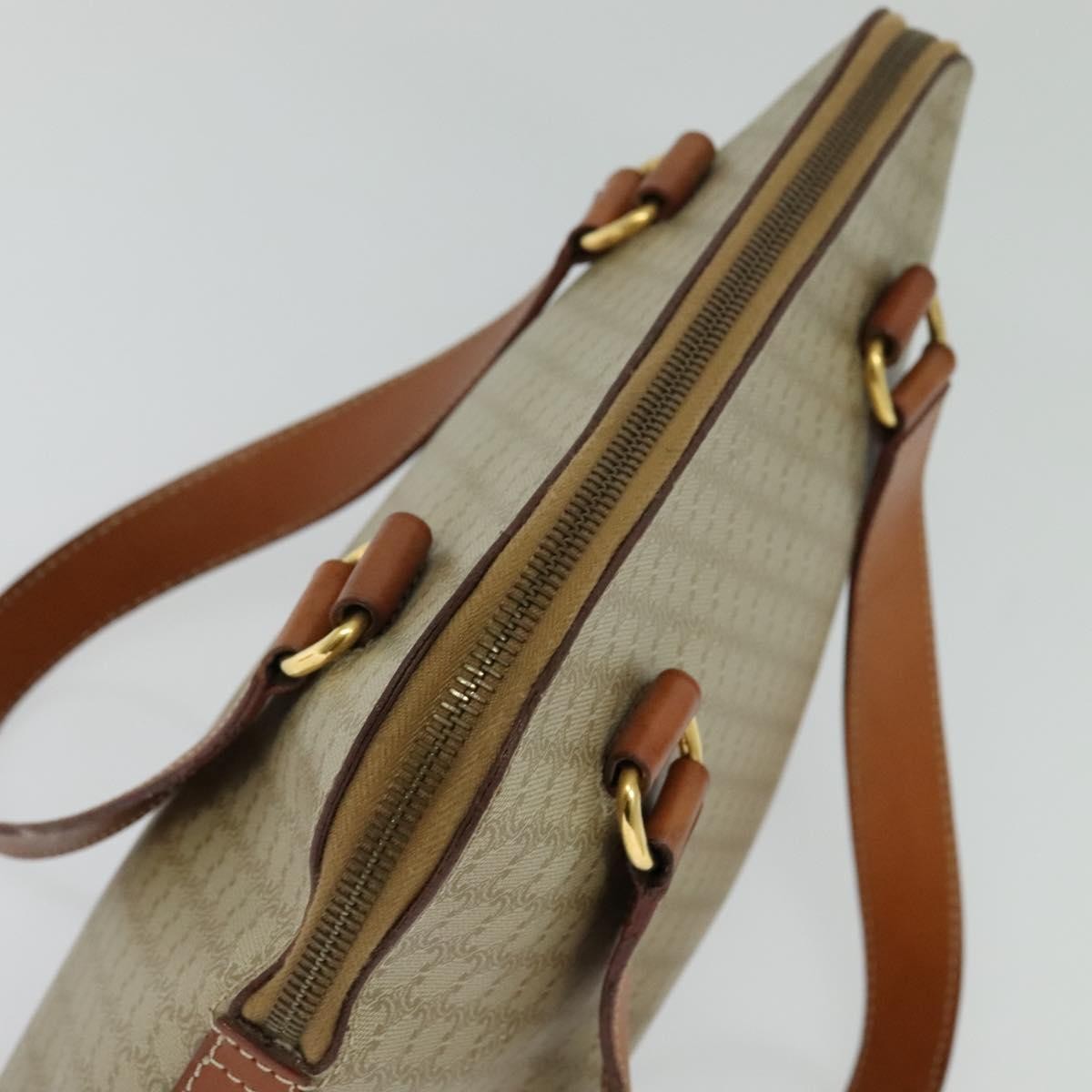Celine Vintage Macadam Handbag Canvas Beige Canvas Handbag (Pre-Owned)