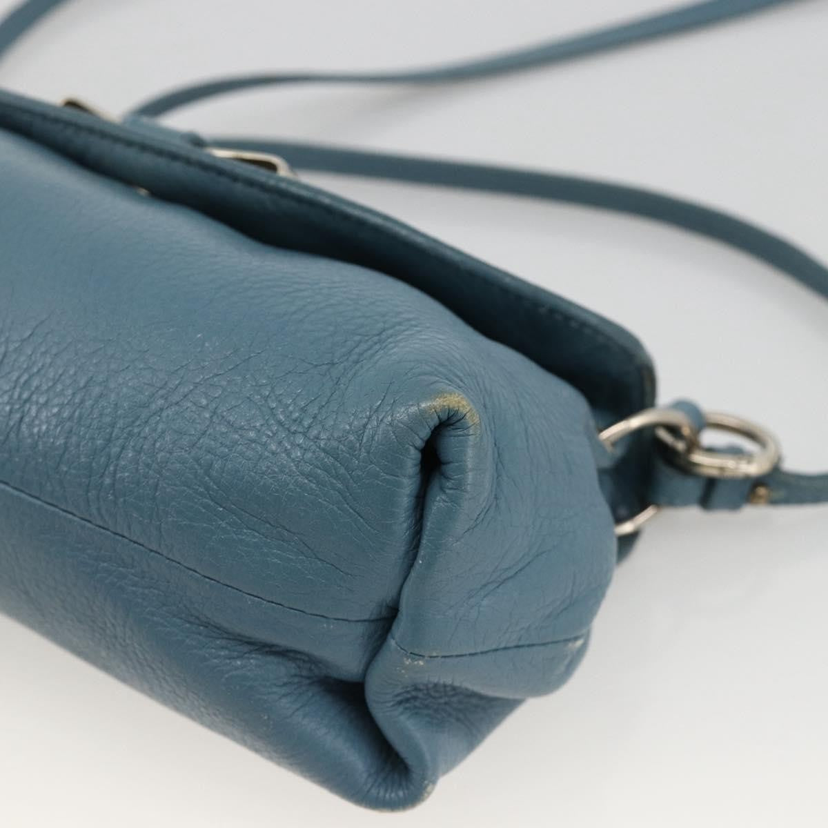 Chloe Lily Handbag Leather Blue Leather Handbag (Pre-Owned)