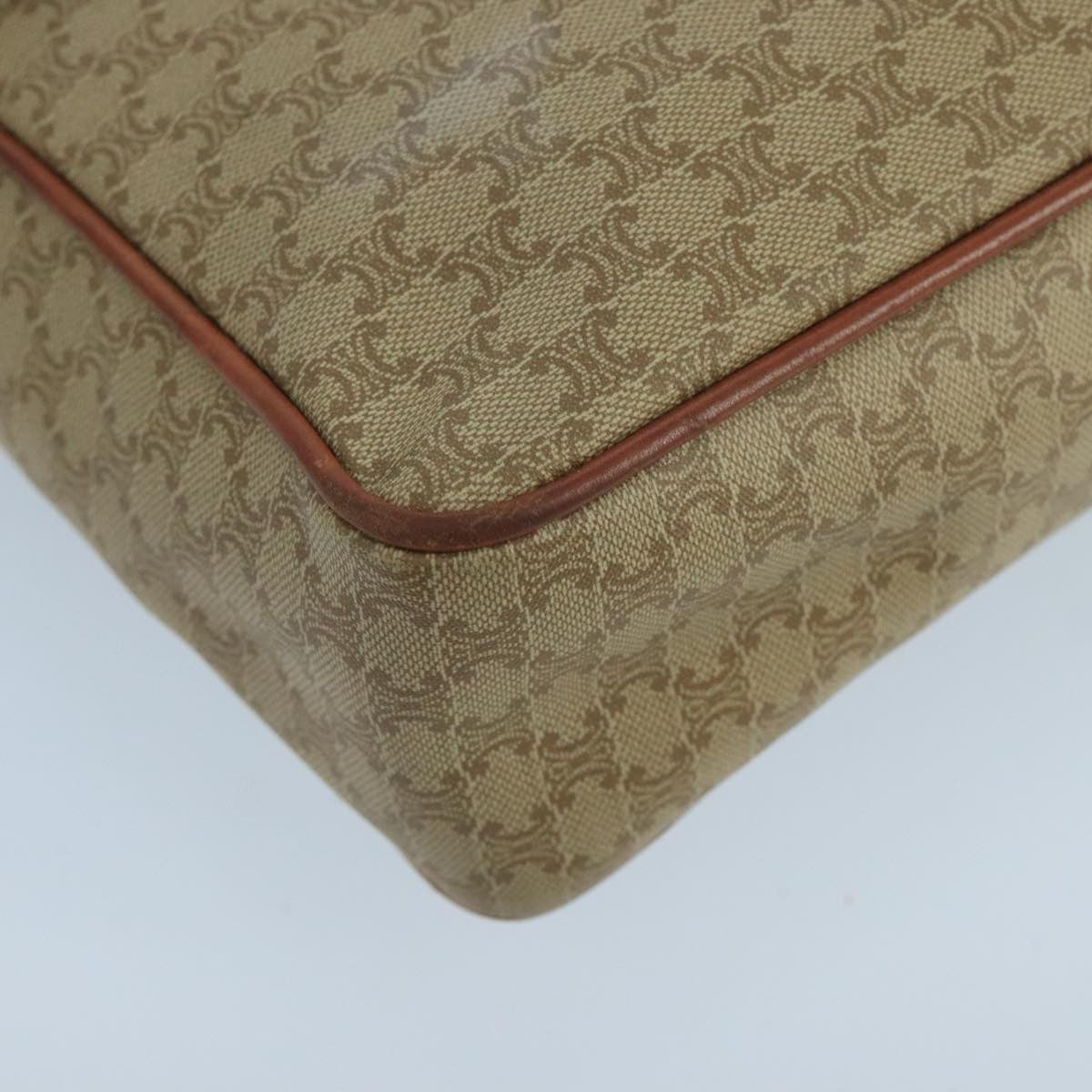 Celine Vintage Macadam Circle Logo Shoulder Bag Canvas And Leather Beige Canvas Shoulder Bag Bag (Pre-Owned)