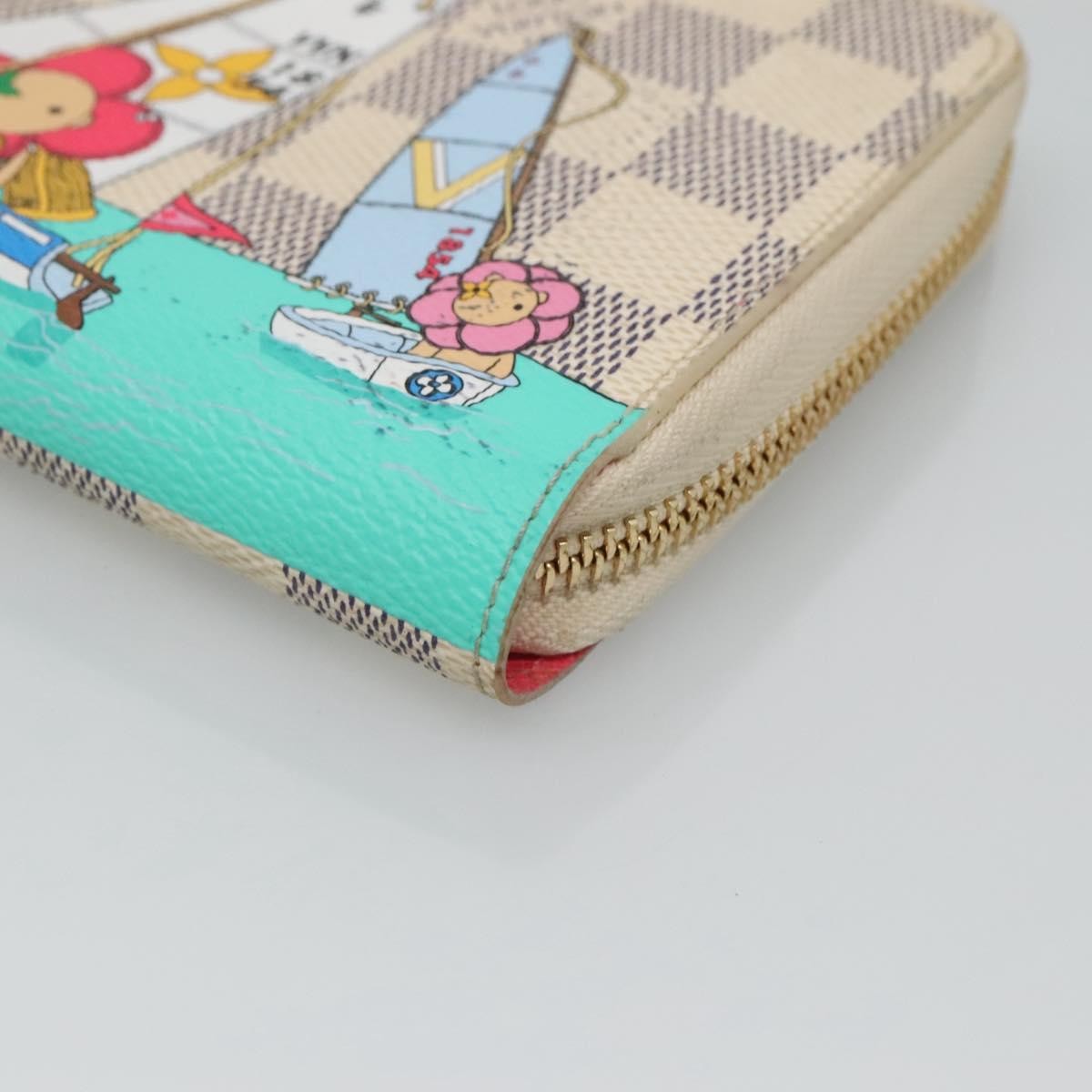 Louis Vuitton Porte-Monnaie Zippy Wallet Damier Azur Vivienne White Canvas Wallets Accessory (Pre-Owned)