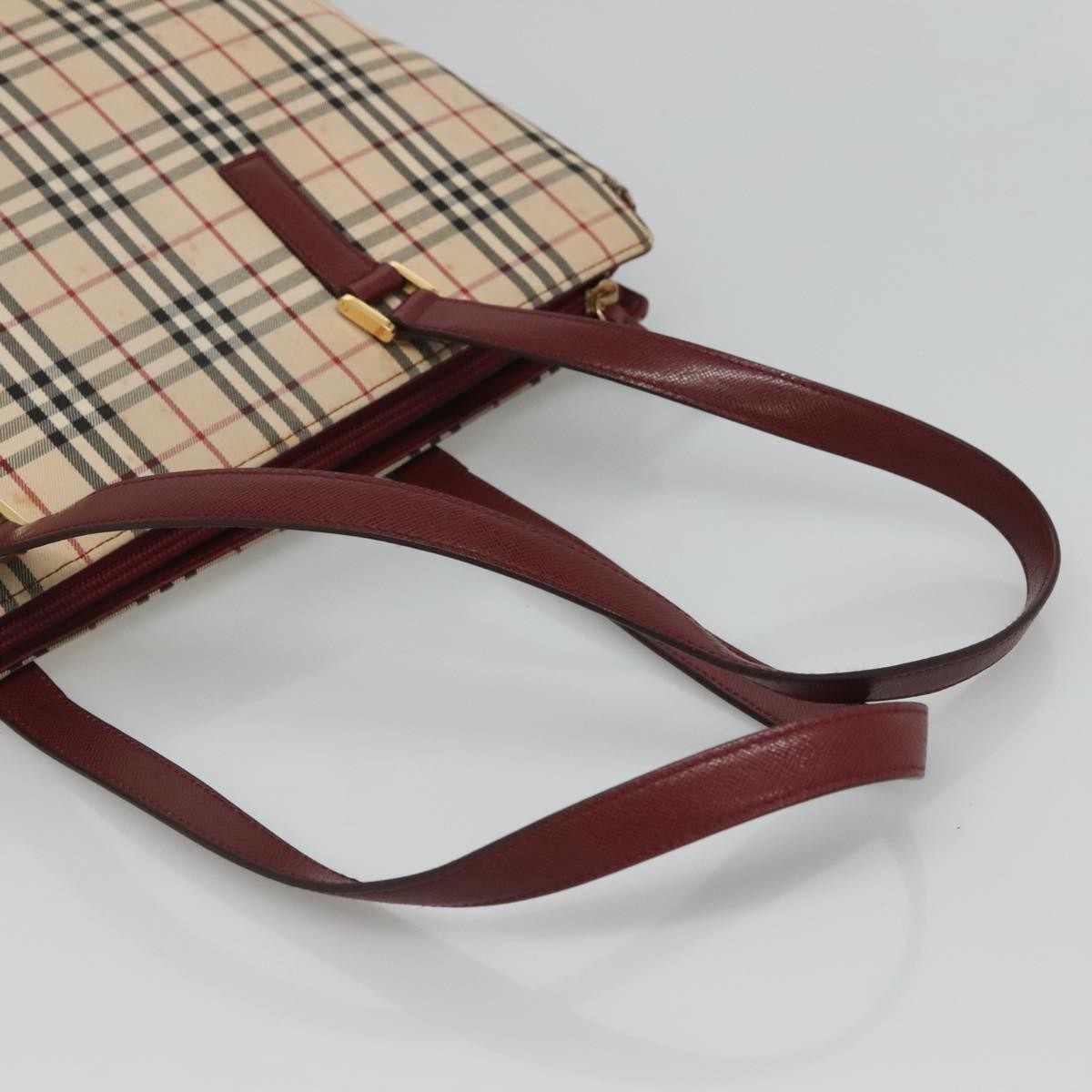 Burberry Nova Check Tote Canvas And Leather Beige Canvas Tote Bag Bag (Pre-Owned)