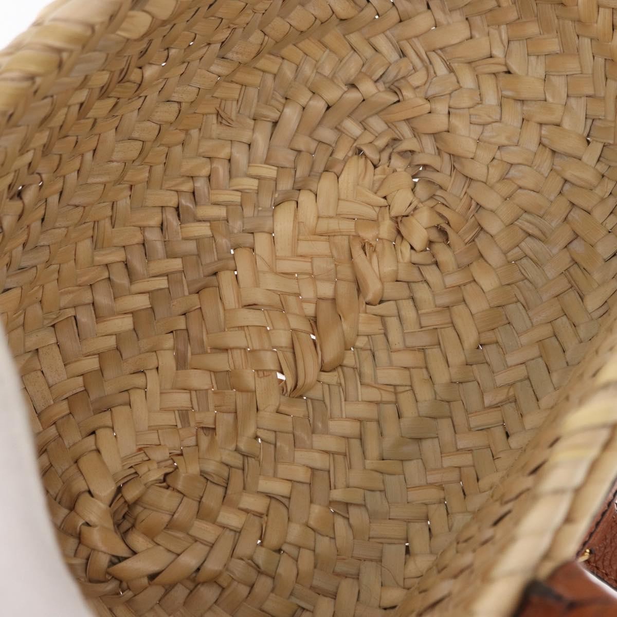 Chloe Marcie Basket Bag Raffia And Leather Beige Wicker Handbag (Pre-Owned)