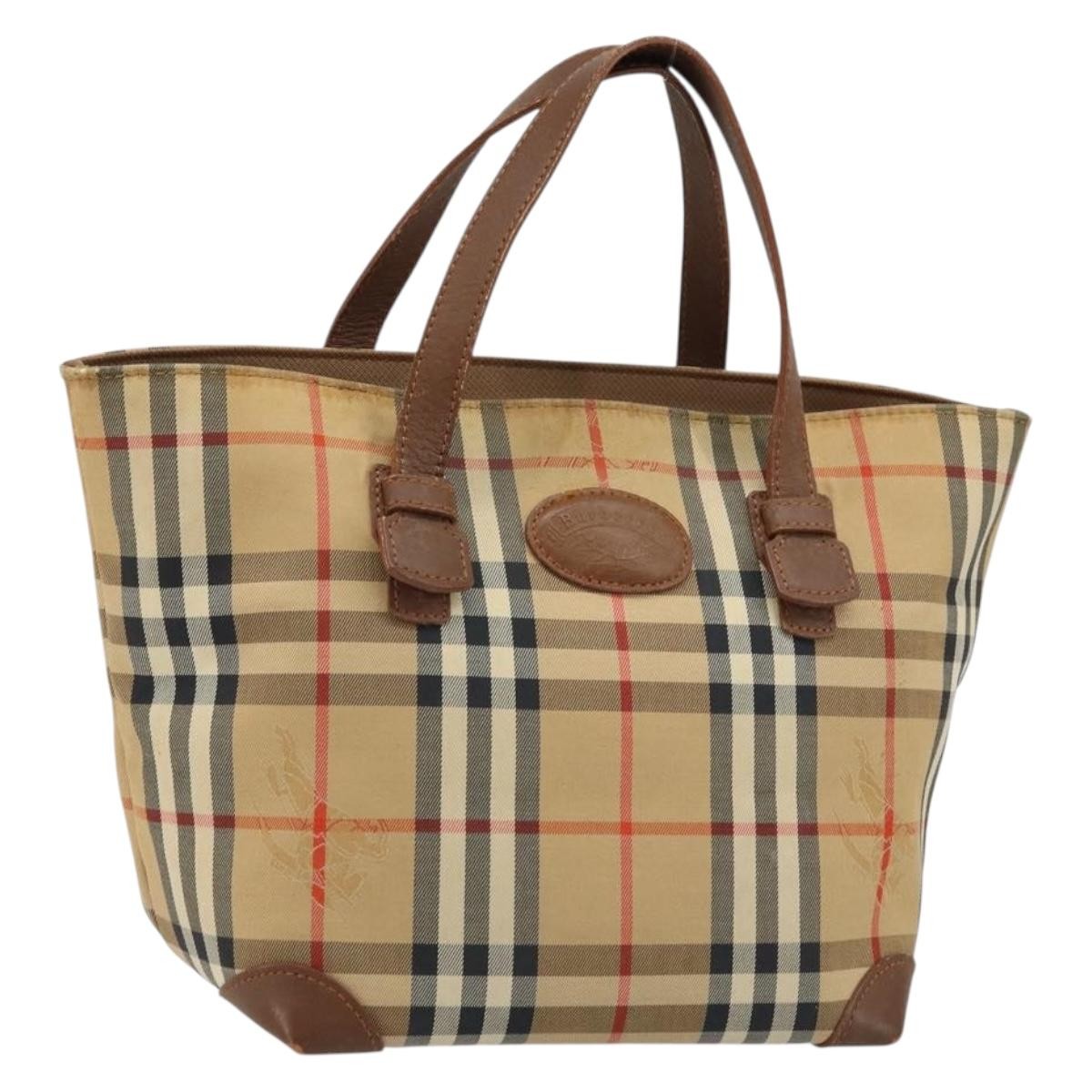 Burberry Nova Check Tote Canvas Check Pattern Beige Canvas Tote Bag Bag (Pre-Owned)