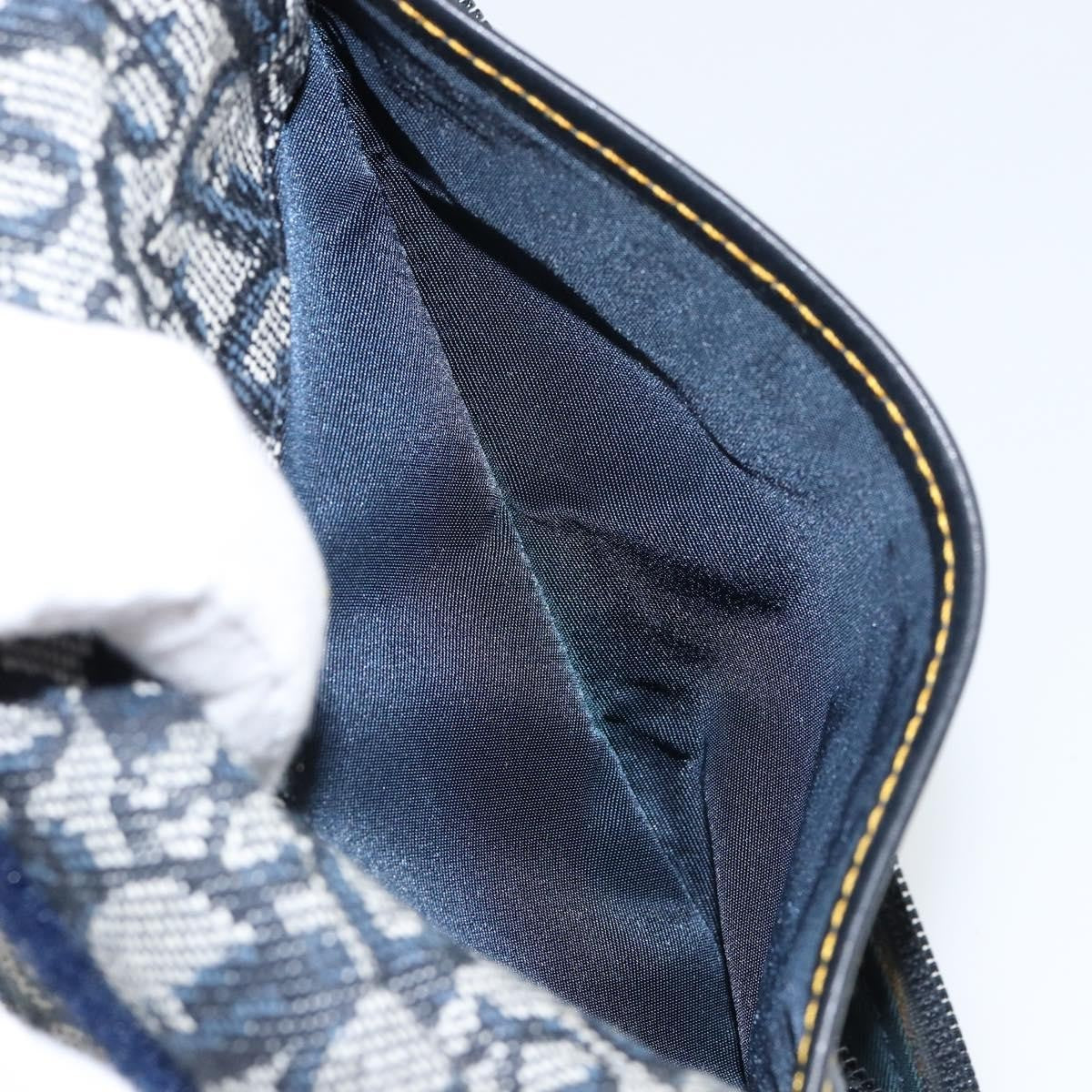 Christian Dior Vintage Saddle Coin Purse Diorissimo Canvas Blue Canvas Clutche & Pouche Bag (Pre-Owned)