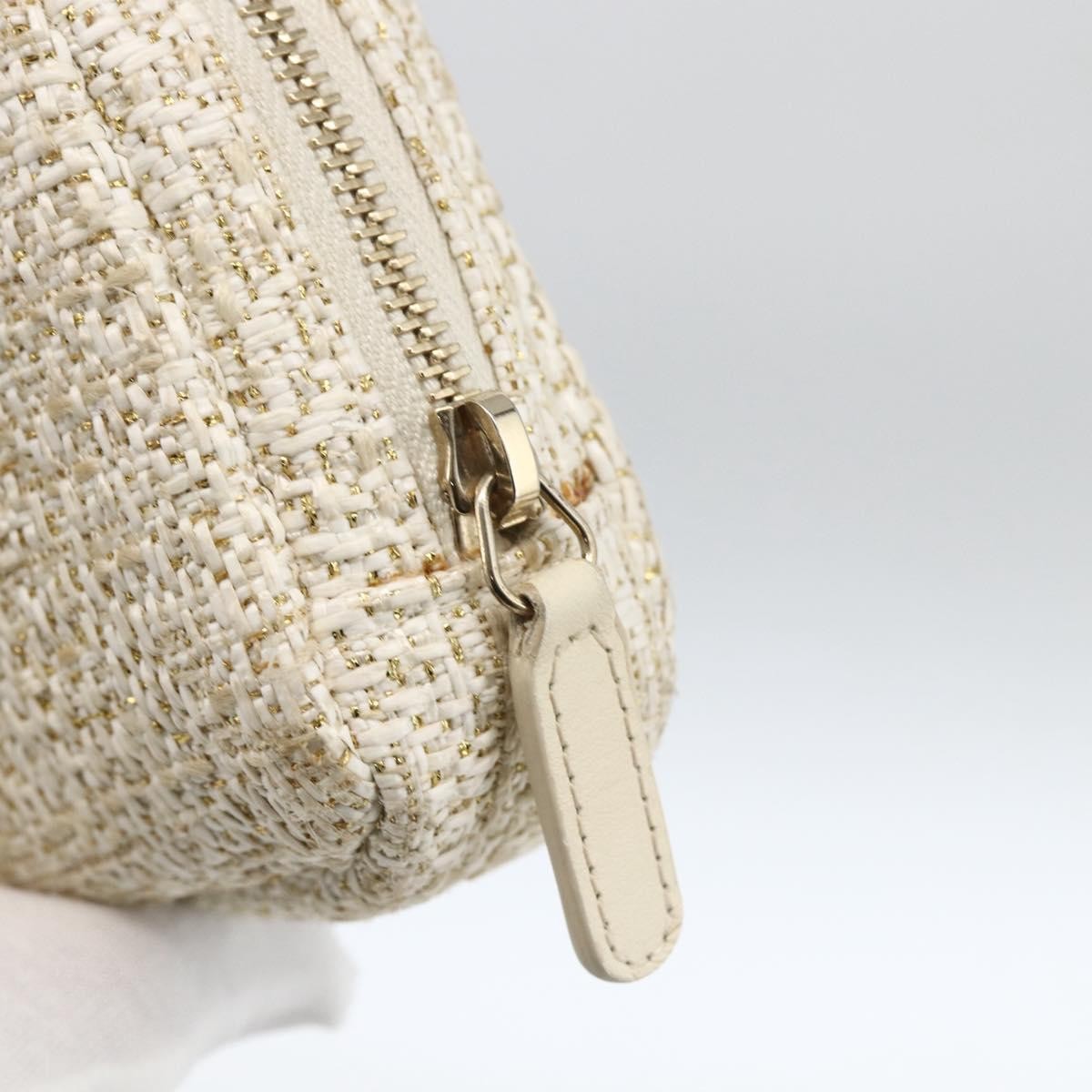 Chanel Deauville Curvy Cosmetic Pouch Tweed Gold Tweed Clutche & Pouche Bag (Pre-Owned)