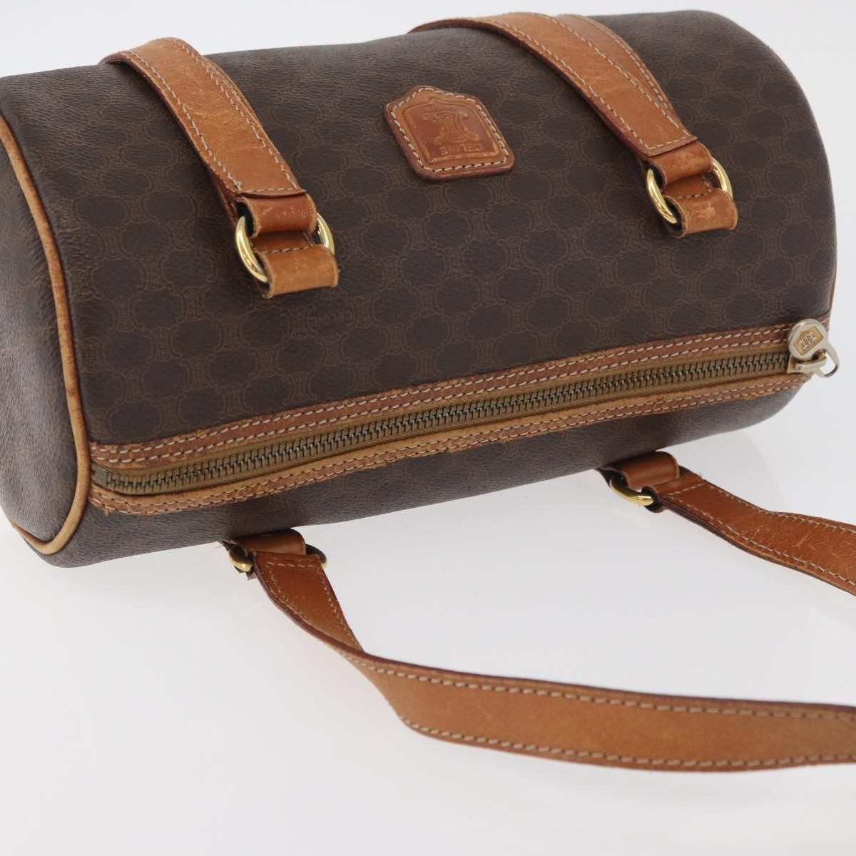 Celine Vintage Macadam Shoulder Bag Canvas And Leather Brown Canvas Shoulder Bag Bag (Pre-Owned)