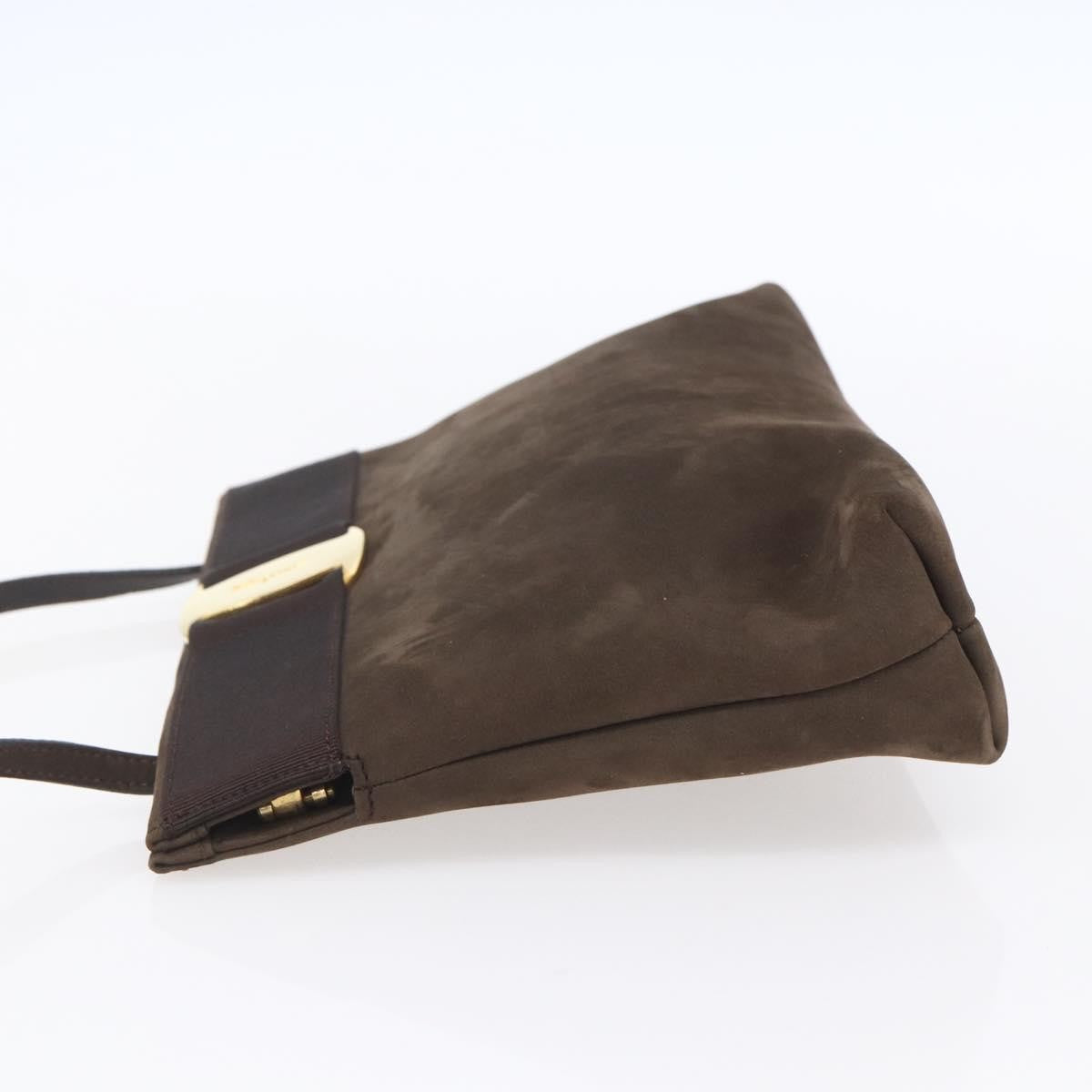 Salvatore Ferragamo Vala Shoulder Bag Suede Brown Suede Shoulder Bag Bag (Pre-Owned)